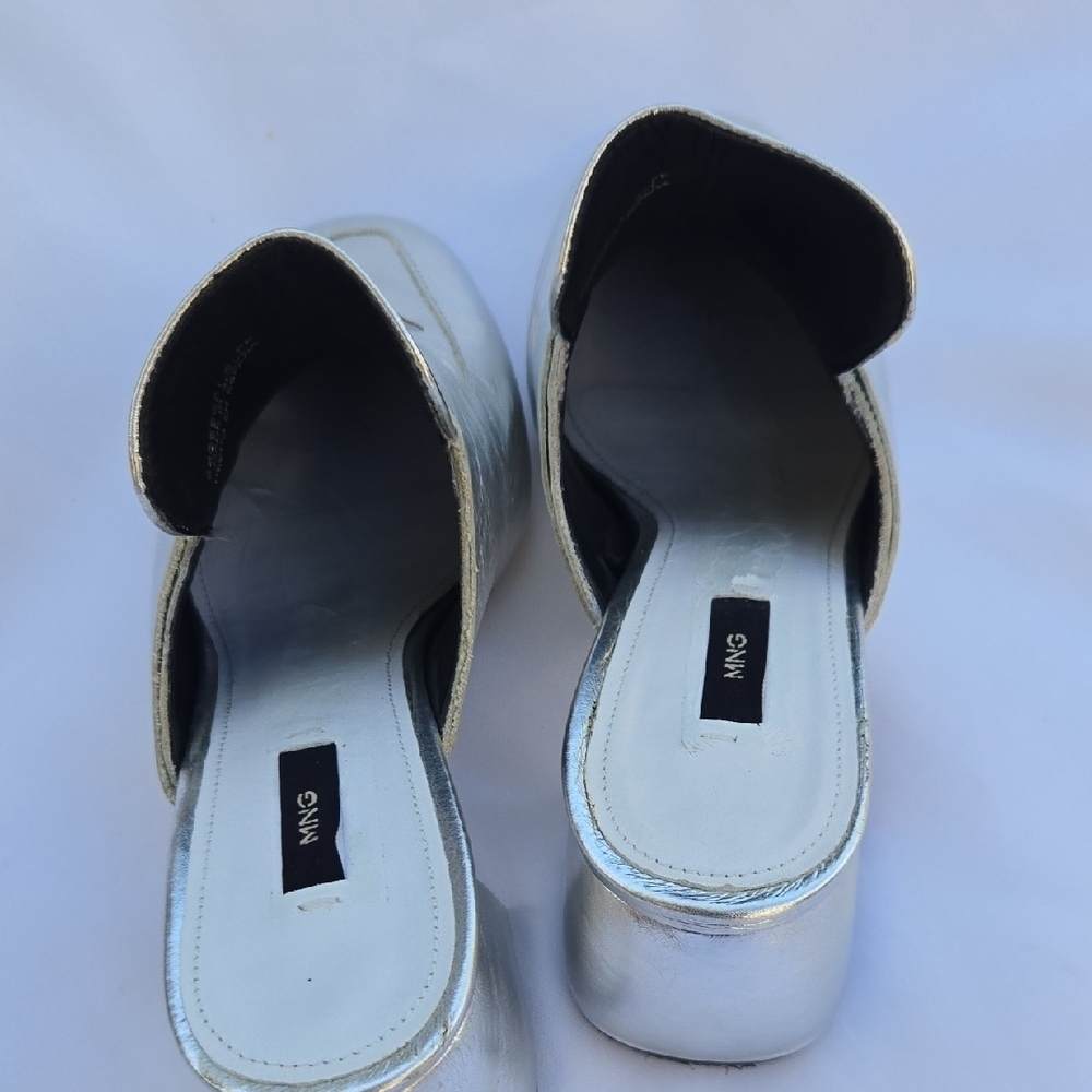Mango Metallic Silver Mules - Picture 8 of 11